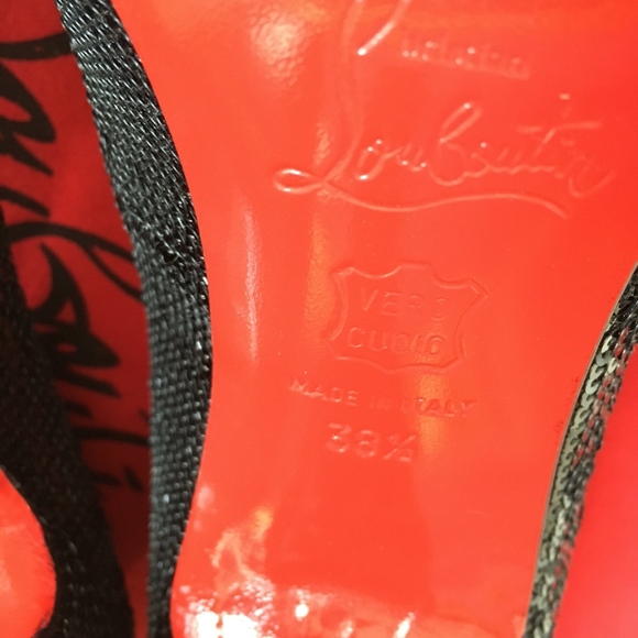 Christian Louboutin Black Paillettes Decollete Heels 38.5 New in Box! - Picture 7 of 8